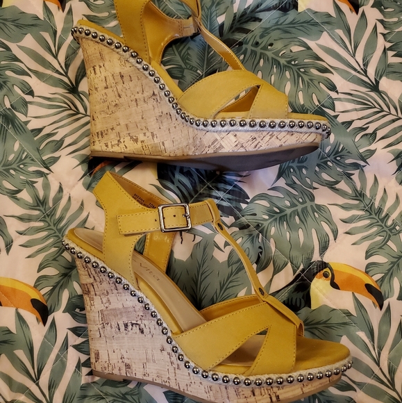 Yellow Cork Heels - Picture 2 of 5
